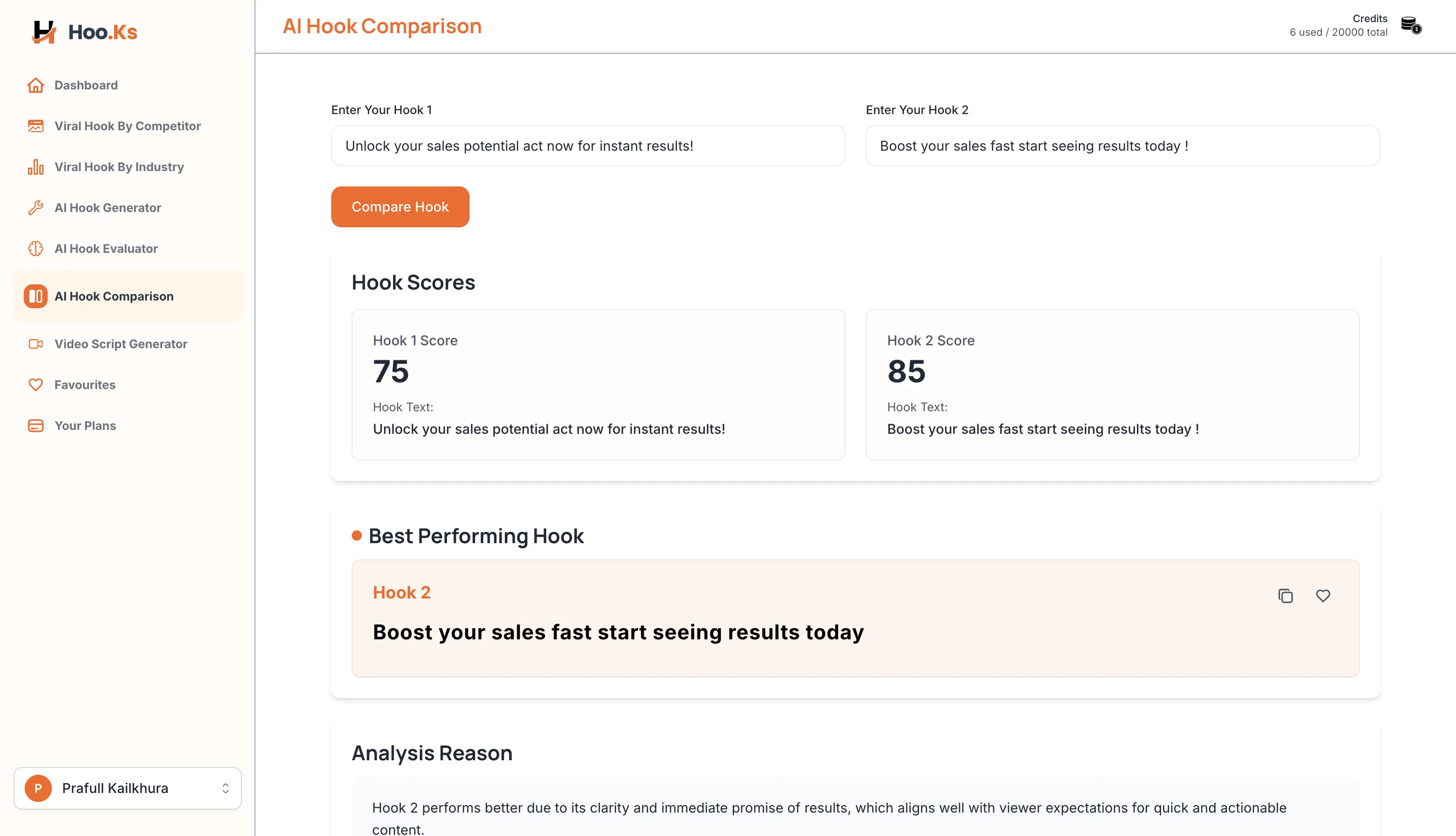 Competitor Hook Analyzer showcase