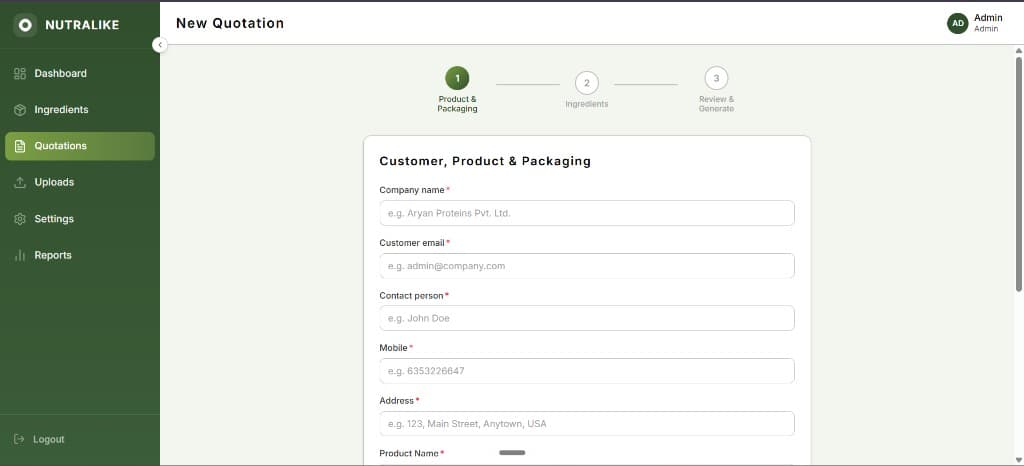 Customer & Packaging Wizard showcase